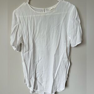 White Crepe Short Sleeve Blouse